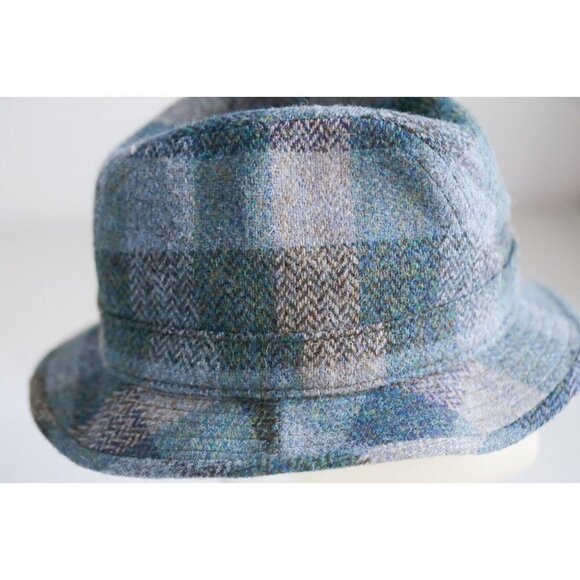 Brand NEW Failsworth Harris Tweed English Blue Plaid Unisex Wool Fedora Hat 7 - Picture 3 of 12